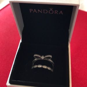 Pandora “sparkling” leaves and bow rings